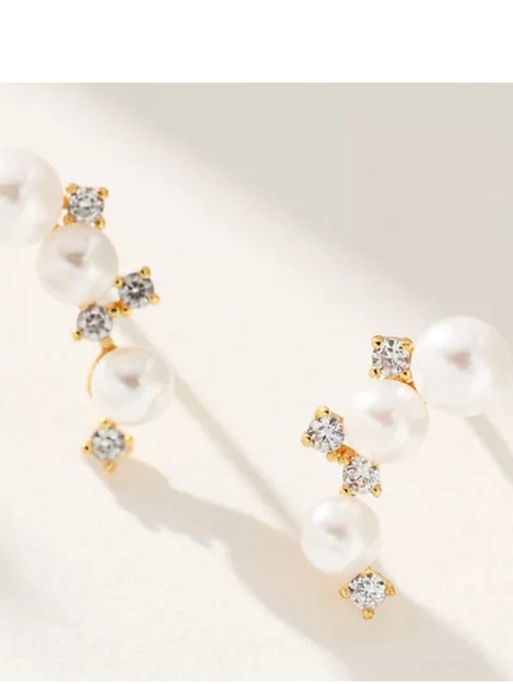 Anthropologie Delicate Pearl Cluster Stud Earrings in Gold - NWOT - Picture 2 of 3